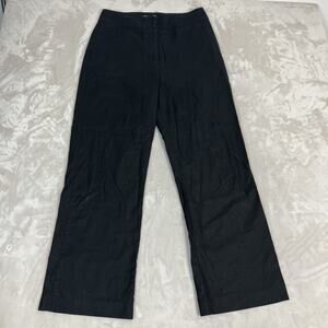 Sezane Pants Womens FR 40 US 8 Black Linen Blend High Rise Wide Leg Trouser